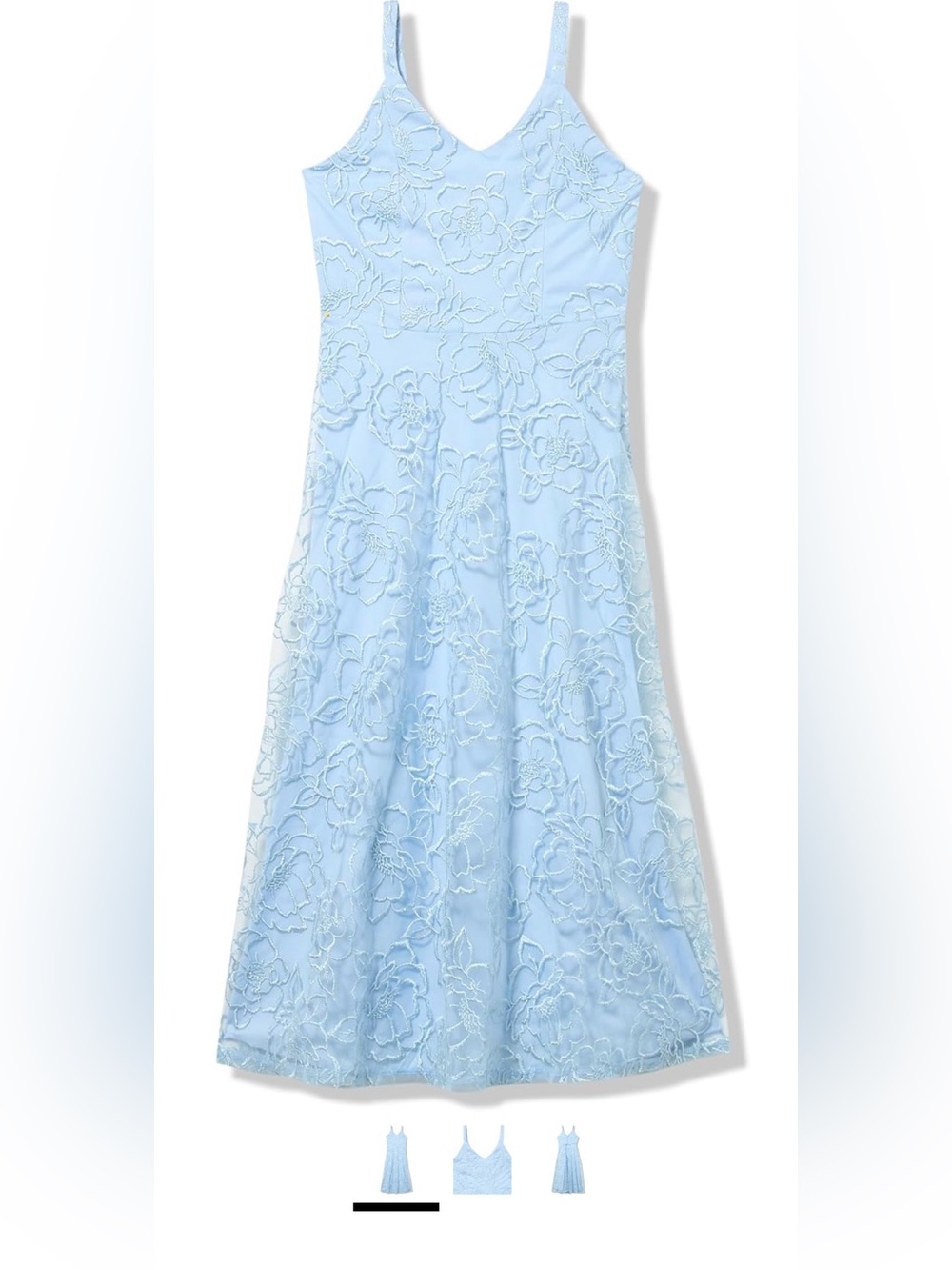 Light Blue Floral Embroidered Lace Tulle Girls' Maxi Dress